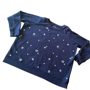 Eddie Bauer legend wash Navy and white Embroidered star sweatshirt top 2XL